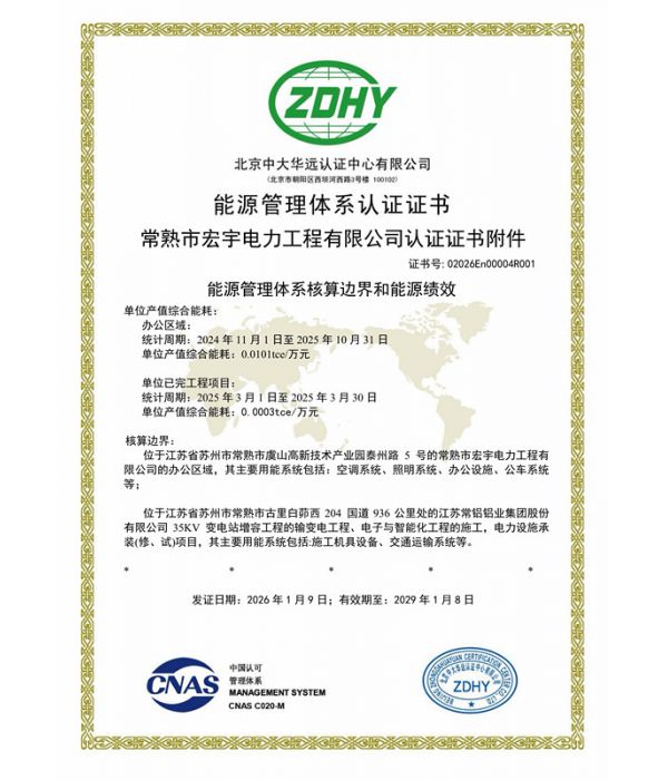 能源管理體系認證證書